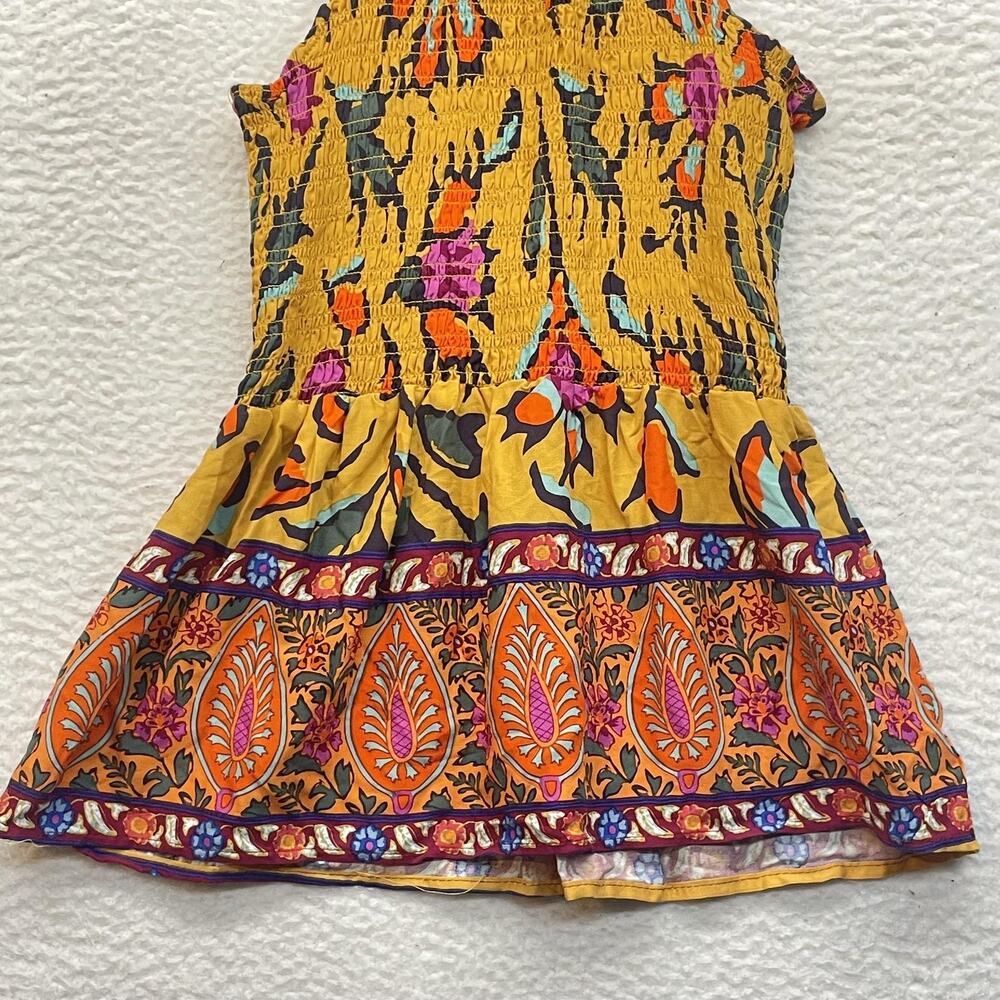 Haute Hippie Shirt Womens XS Yellow Boho Paisley Printed Sleeveless Halter New - Picture 5 of 12